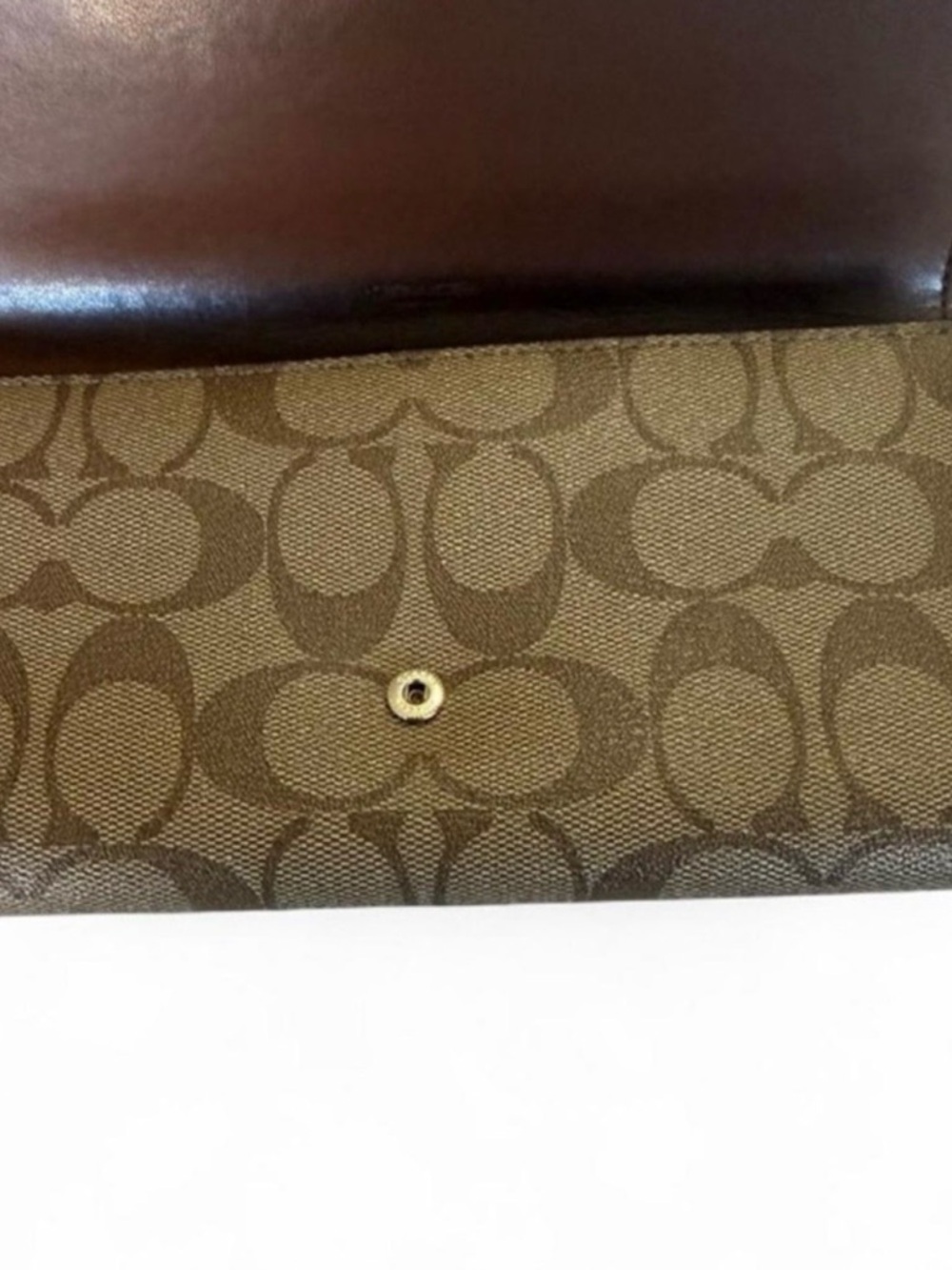 Coach Brown Signature Continental Wallet with Gold Logo - Picture 6 of 9